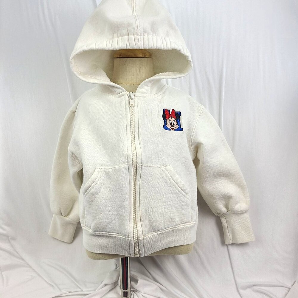 Mickey Inc Kids White Zip Up Hooded Sweatshirt Minnie Spell Out Minnie Mouse 3T